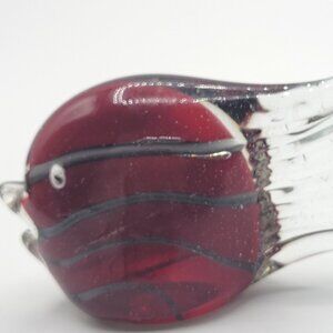 Angel Fish Figurine Art Glass  Ruby Red/Black Tiger Stripe Handmade
